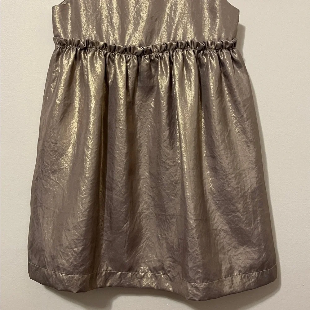 GYMBOREE Girls 4 Sleeveless Dress Holiday Gold Metallic Shimmer Shiny Lined